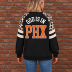 Phoenix God Is In PHX Leopard Sleeve Sweatshirt