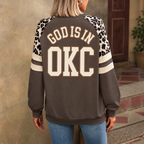 Oklahoma City God Is In OKC Leopard Sleeve Sweatshirt