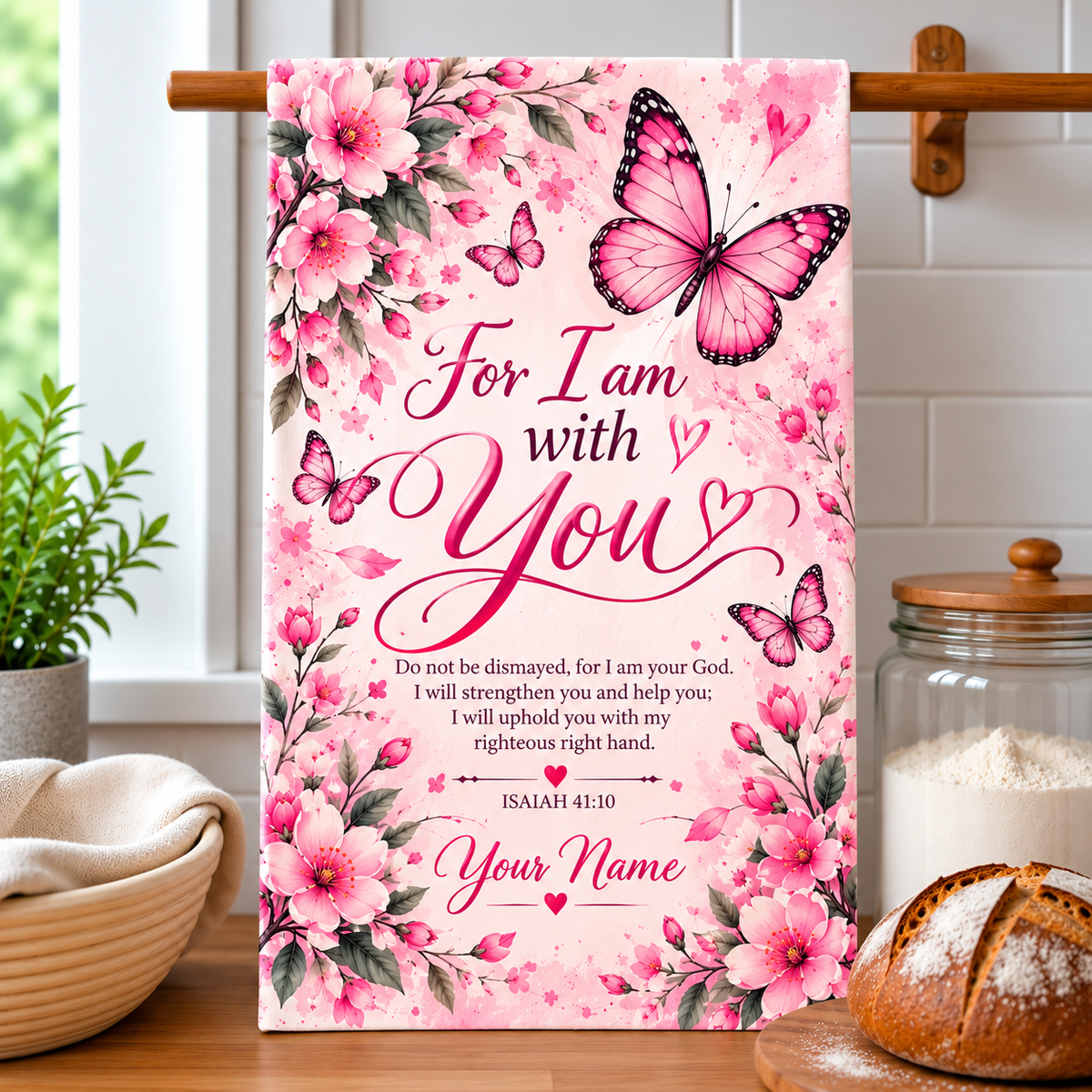 Personalized For I Am With You Butterfly Kitchen Towel