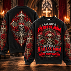 Not a Perfect Mom – Badass Mom Skull & Roses Sweatshirt