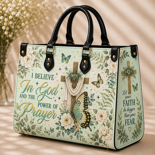I Believe In God and the Power of Prayer PU Leather Handbag