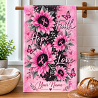 Personalized Faith Hope Love Sunflower Kitchen Towel