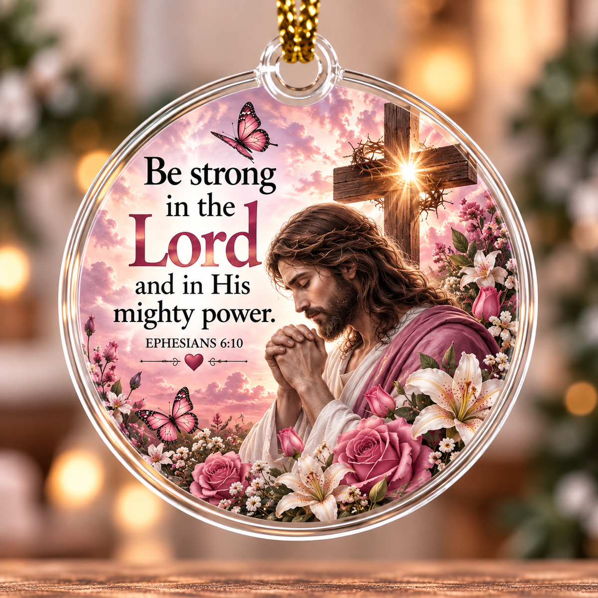 Be Strong In The Lord And In His Mighty Power Jesus Ornament