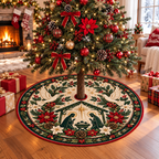 Nativity Silhouette and Doves Christmas Tree Skirt