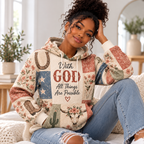 Western Floral Patchwork Waffle Hoodie