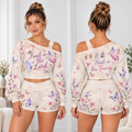 Trust In The Lord One-Shoulder Top And Shorts Set