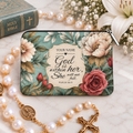 God Is Within Her Floral Personalized PU Leather Pouch