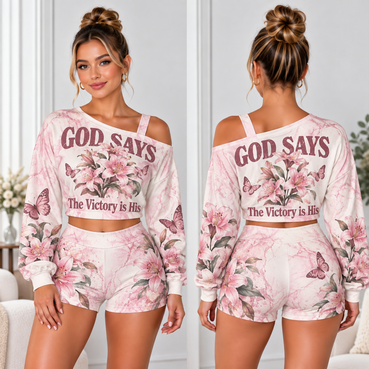 The Victory Is His One-Shoulder Top And Shorts Set