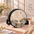 Personalized Lamb Darkness into Light Leather Round Bag