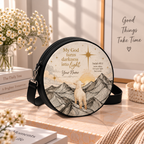 Personalized Lamb Darkness into Light Leather Round Bag