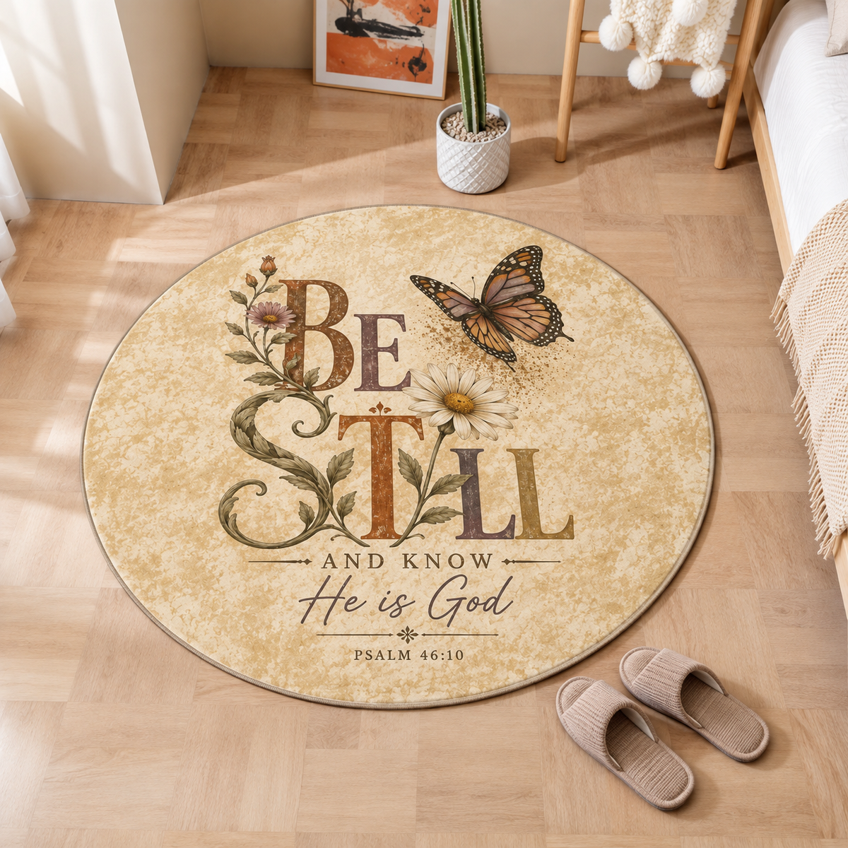 Be Still And Know He Is God Round Rug