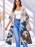 Peace Be Still Jesus Storm Women's Short-Sleeved Cape
