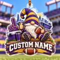 Personalized Purple and Gold Football Gnome Ornament