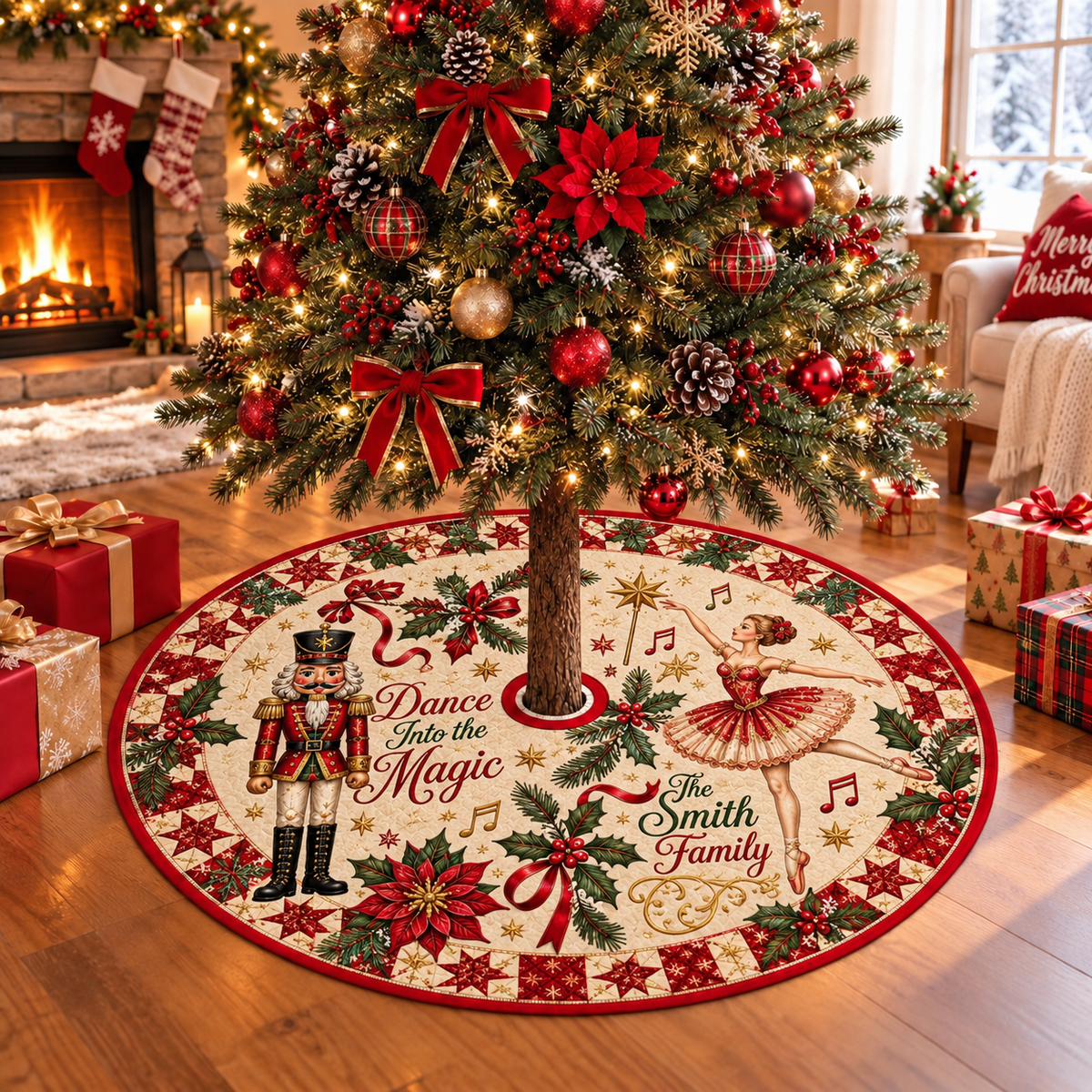 Nutcracker Ballerina Dance Into the Magic Christmas Tree Skirt