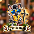 Personalized Football Zebra and Cross Ornament