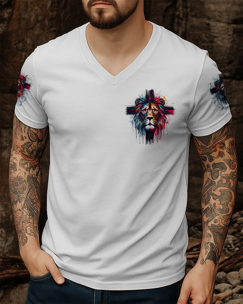 Fearless In Faith Lion Men's All Over Print Shirt - Trunx217824