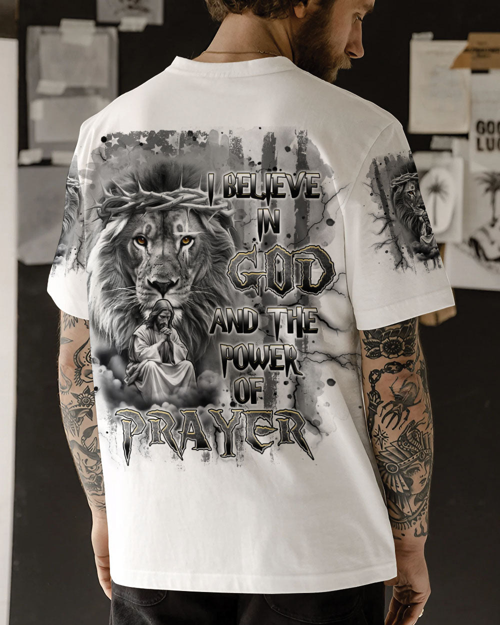 I Believe In God Lion Men's All Over Print Shirt - Trunx486194
