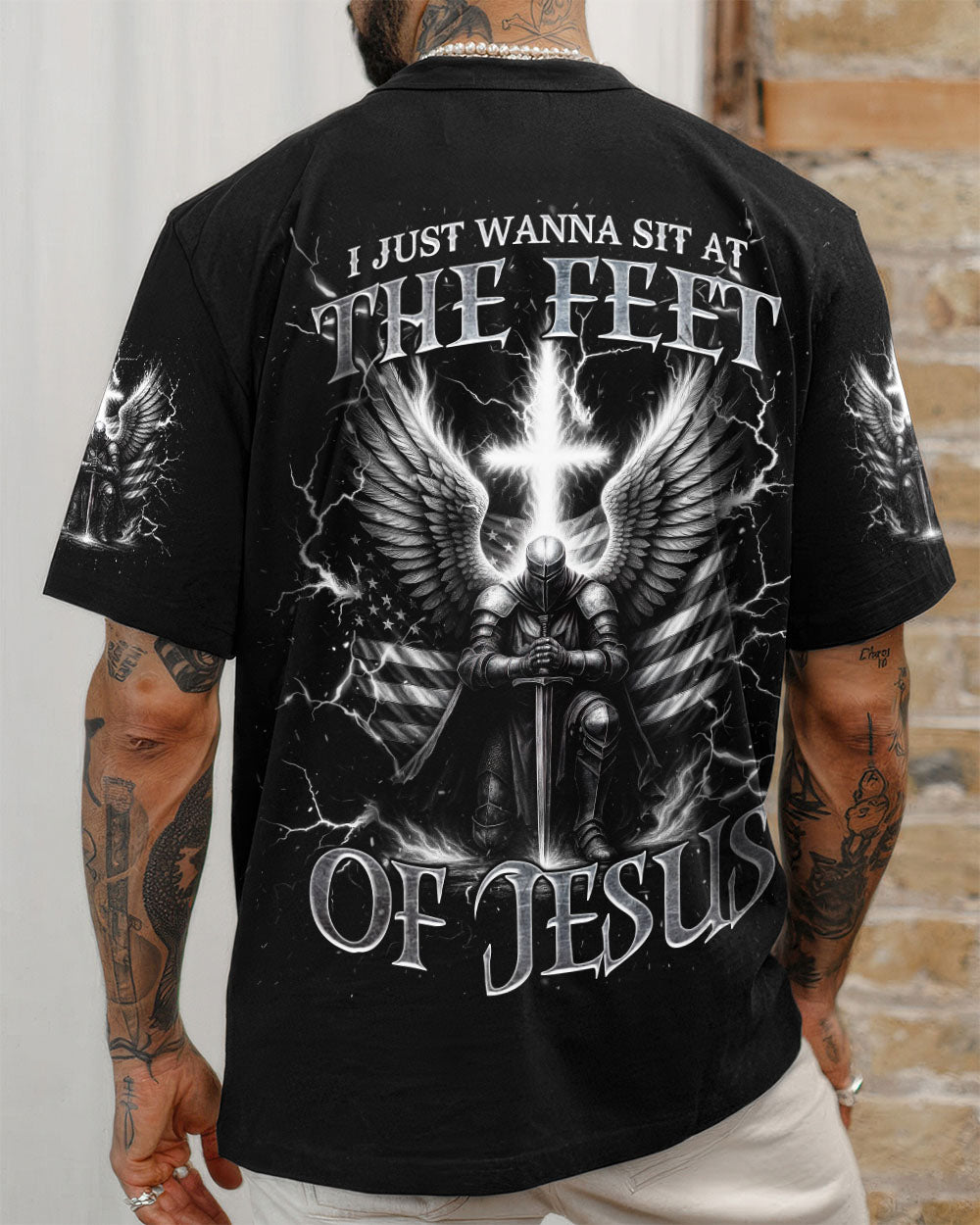 I Just Wanna Sit At The Feet Of Jesus Warrior Men's All Over Print Shirt - Trunx536556
