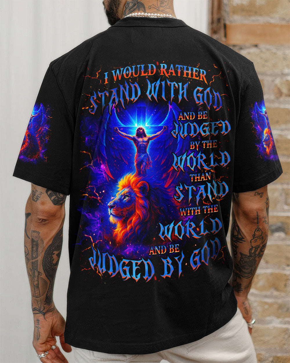 I Would Rather Stand With God Lion Men's All Over Print Shirt - Trunx296766