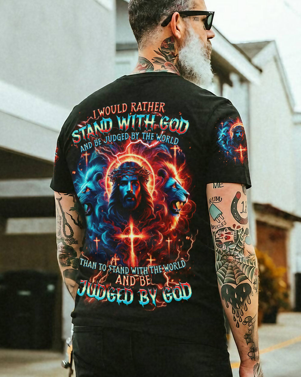 I Would Rather Stand With God Jesus Lion Men's All Over Print Shirt - Trunx777499