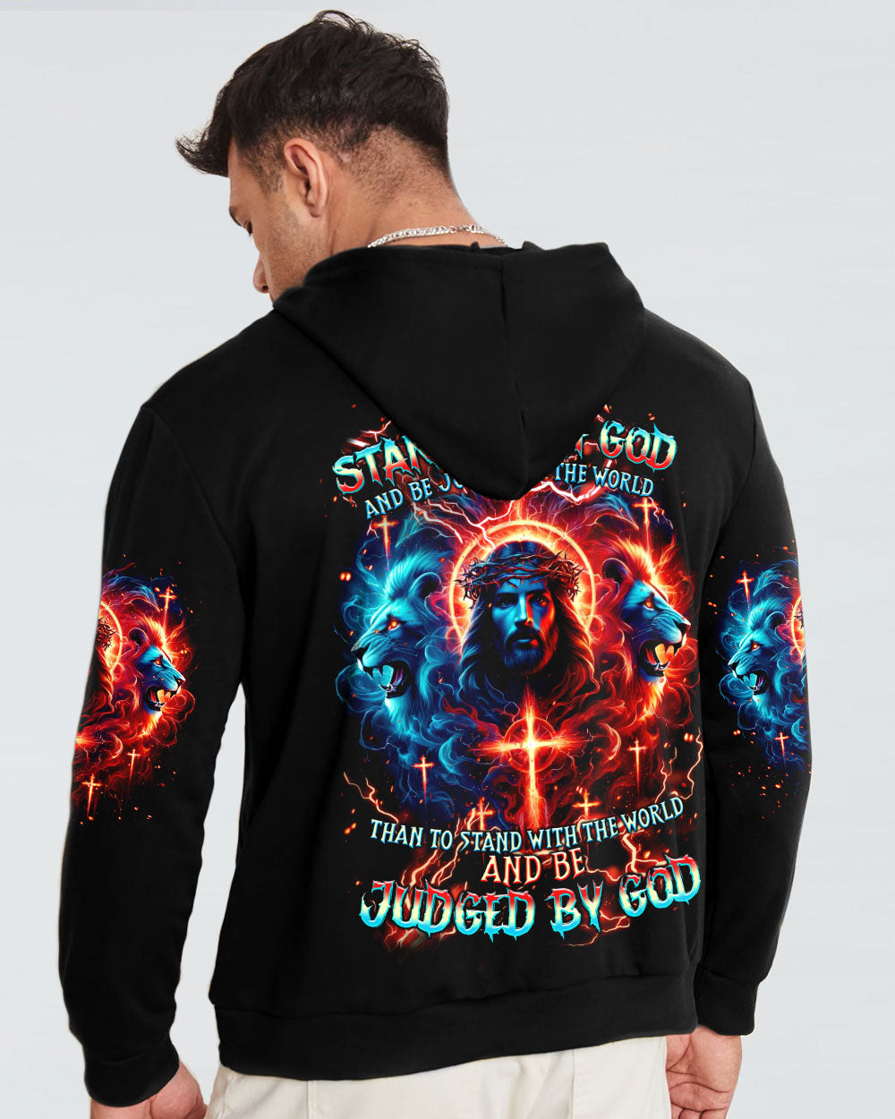 I Would Rather Stand With God Jesus Lion Men's All Over Print Shirt - Trunx777499