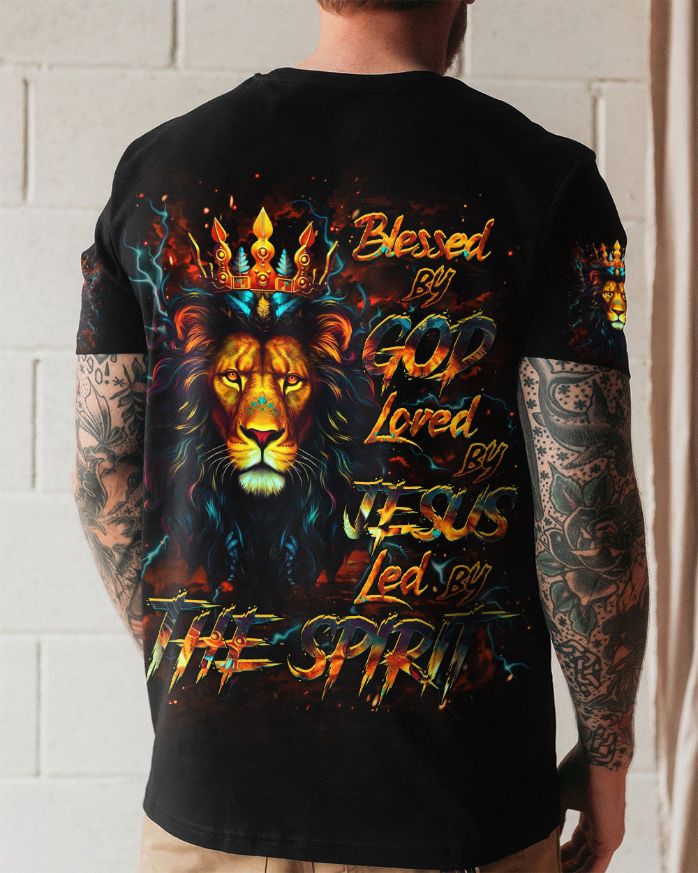 Blessed By God Loved By Jesus Lion Men's All Over Print Shirt - Trunx642395