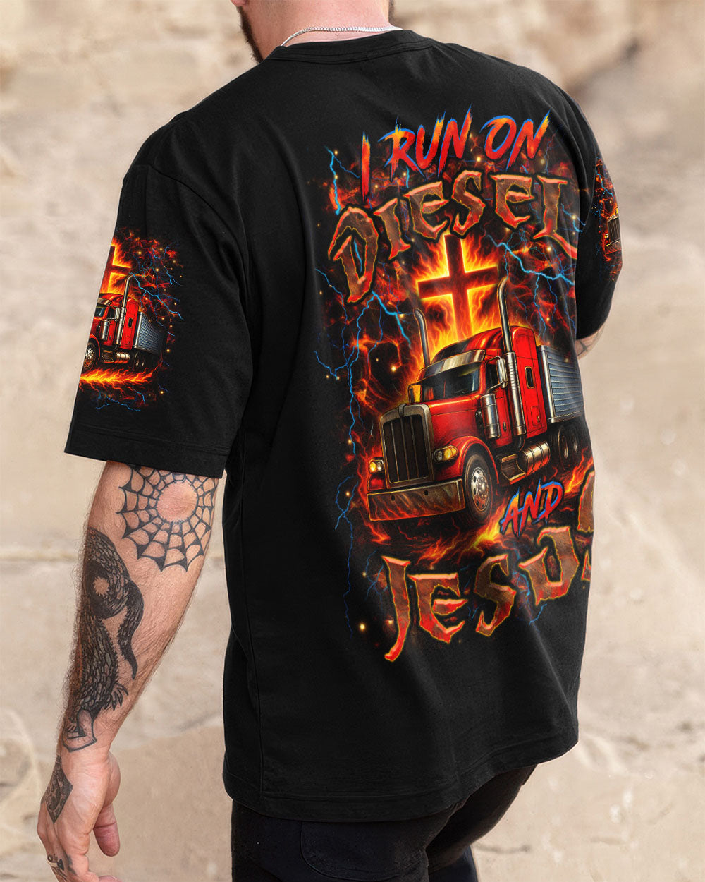 I Run On Diesel And Jesus Trucker Men's All Over Print Shirt - Trunx732773
