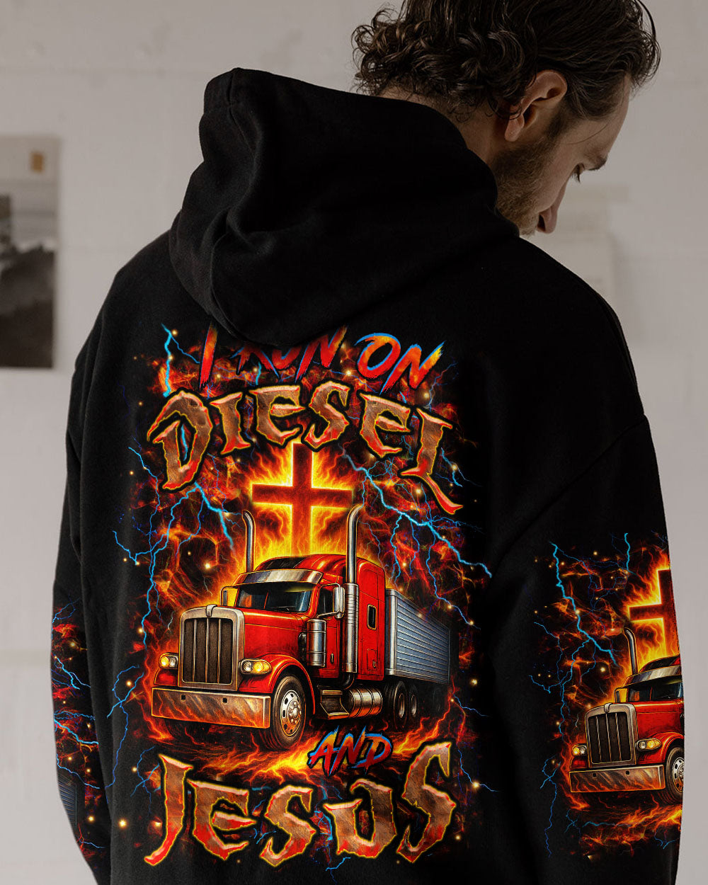 I Run On Diesel And Jesus Trucker Men's All Over Print Shirt - Trunx732773
