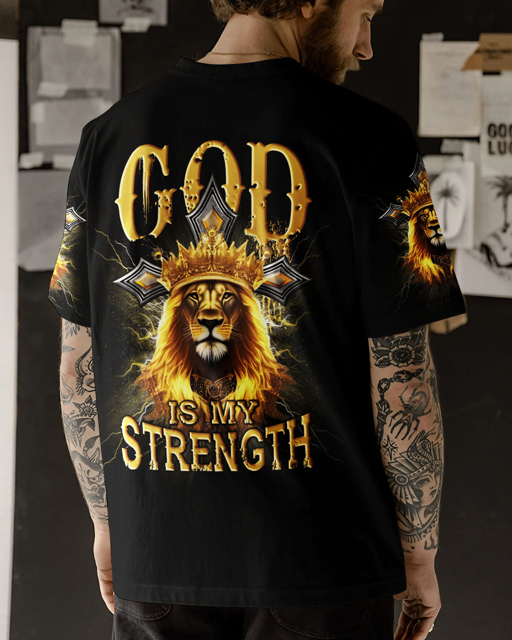 God Is My Strength Men's All Over Print Shirt - Trunx328888