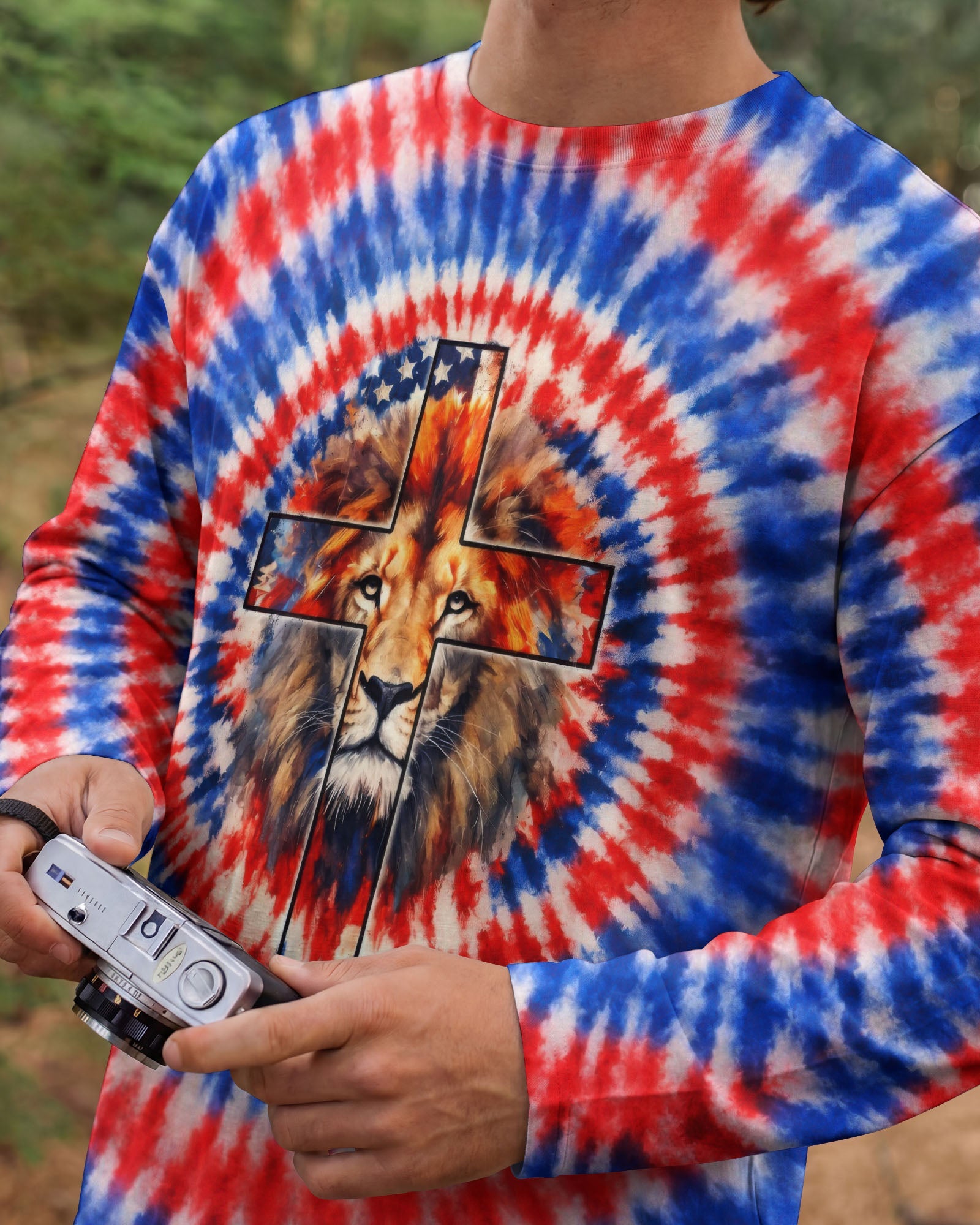 I Will Fear No Evil Lion Cross  Swirl  Men's All Over Print Shirt - Trunx598332