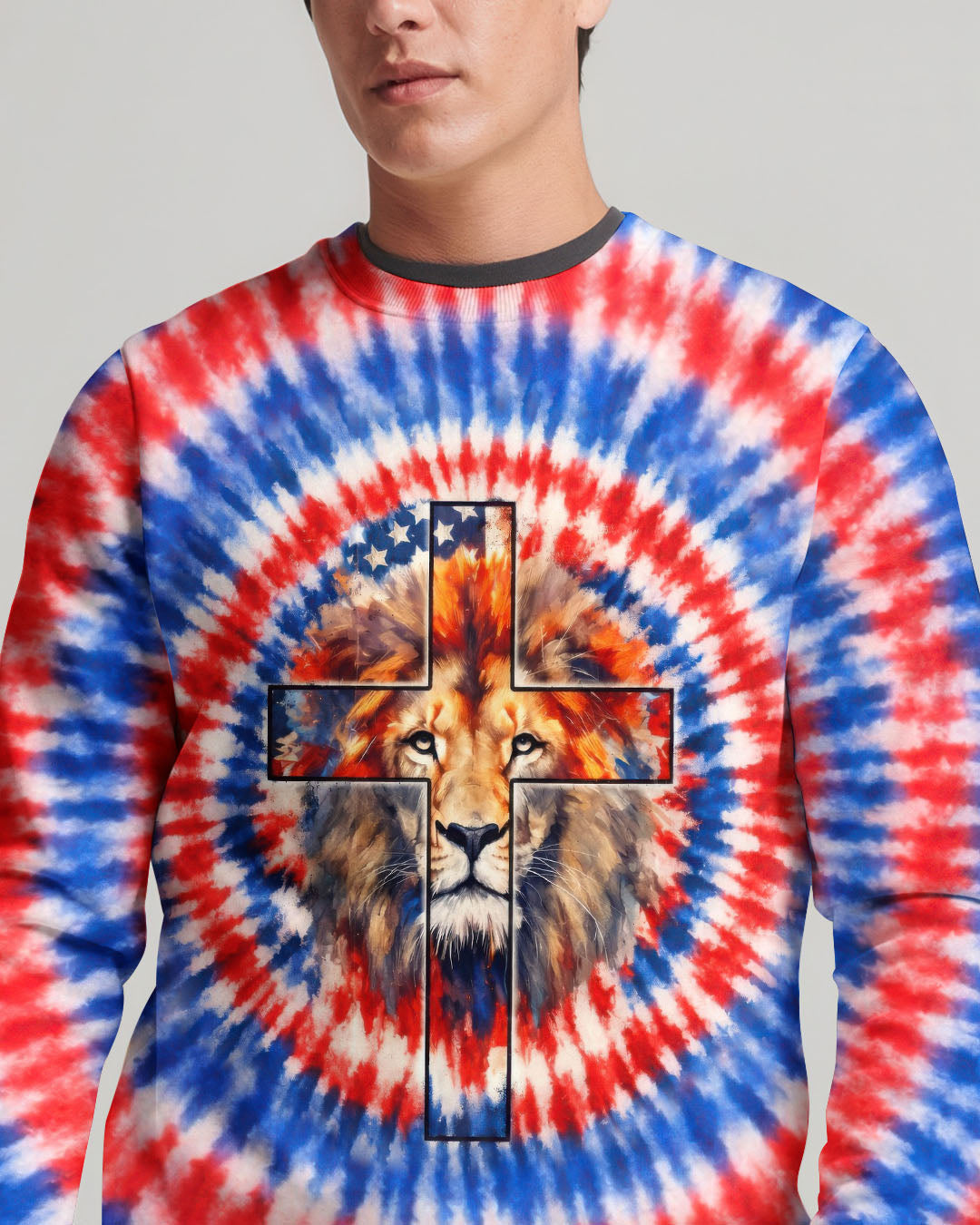 I Will Fear No Evil Lion Cross  Swirl  Men's All Over Print Shirt - Trunx598332