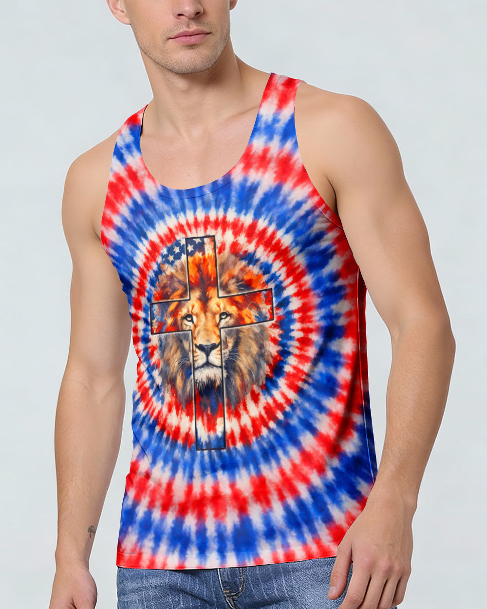 I Will Fear No Evil Lion Cross  Swirl  Men's All Over Print Shirt - Trunx598332