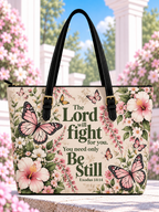 The Lord Will Fight For You Be Still Pink Butterfly Saddle Bag