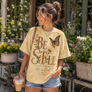 Psalm 46:10 Botanical Butterfly All-Over Print Shirt