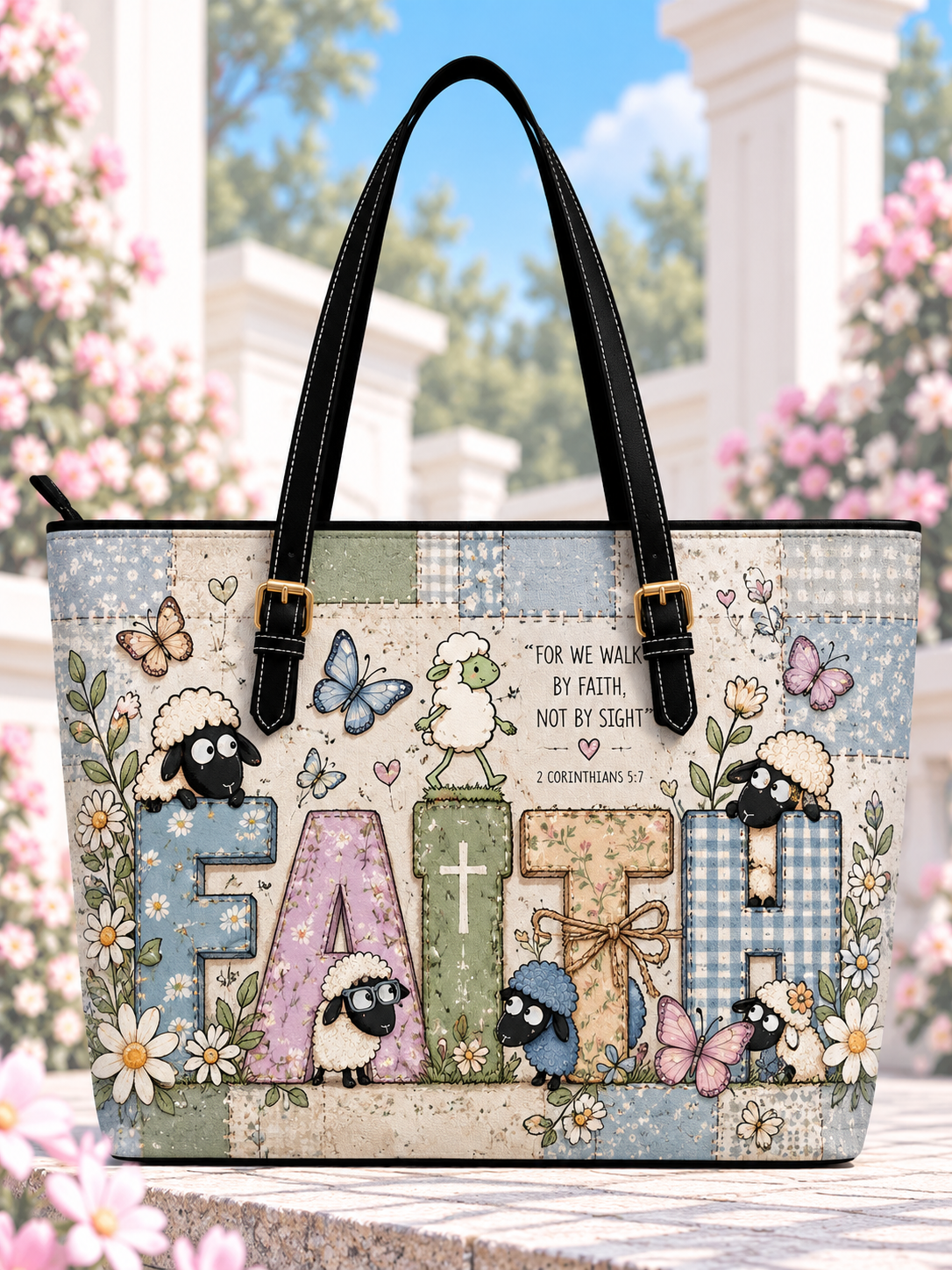 Walk By Faith Patchwork Sheep Saddle Bag