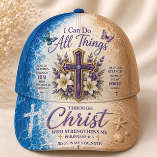 I Can Do All Things Floral Purple Classic Cap
