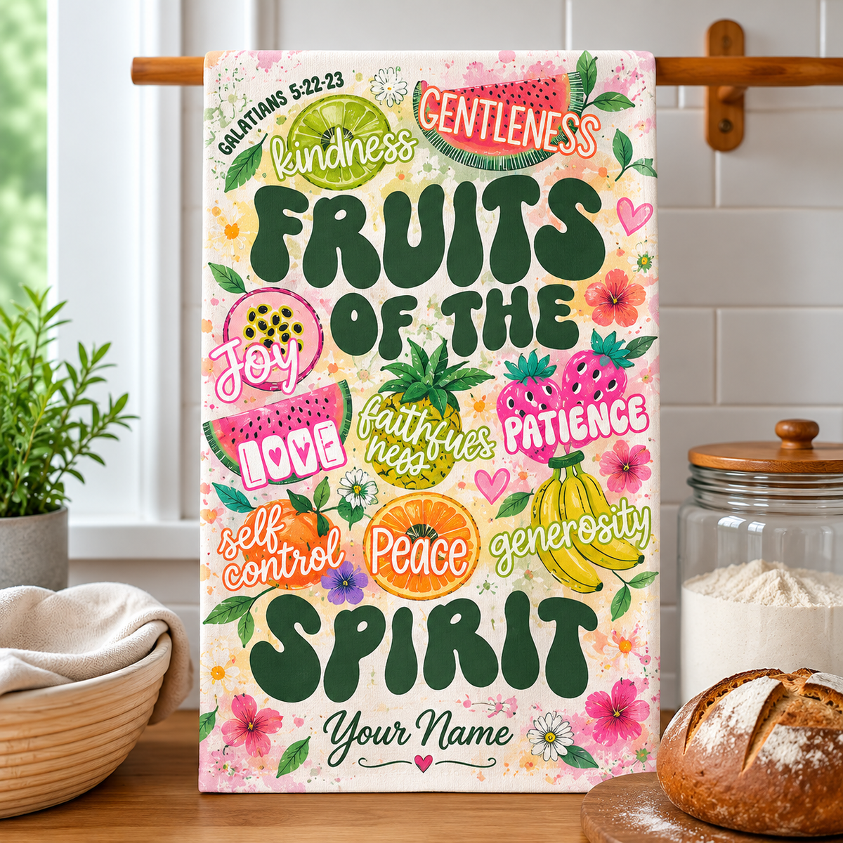 Personalized Fruits Of The Spirit Kitchen Towel