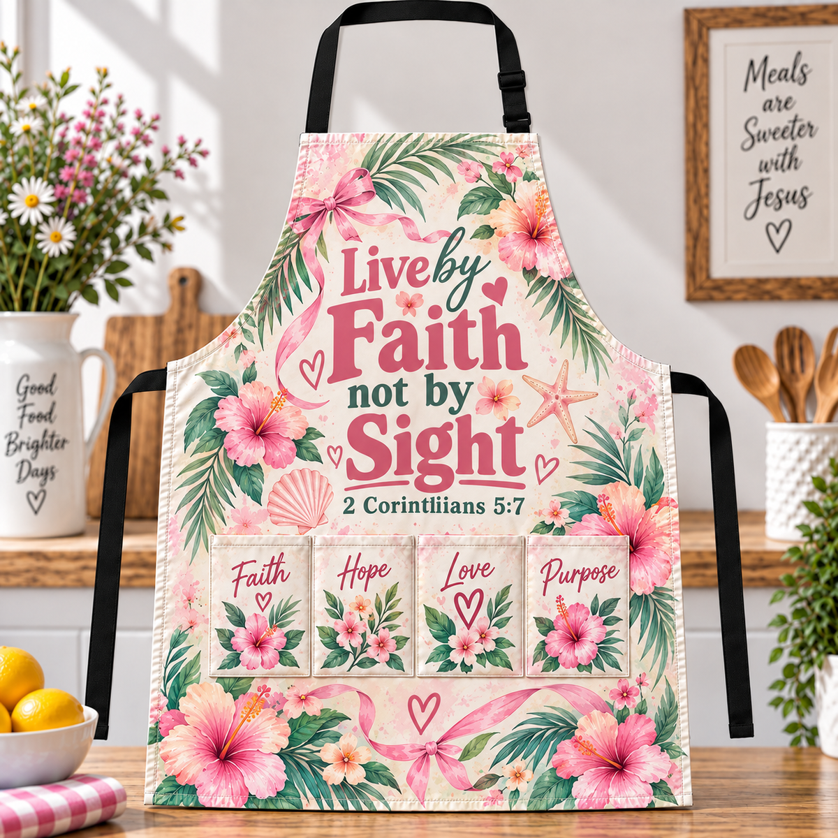 Live By Faith Not By Sight Tropical Apron
