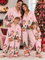 Santa Ducks and Pizza Family Ice Silk Pajamas