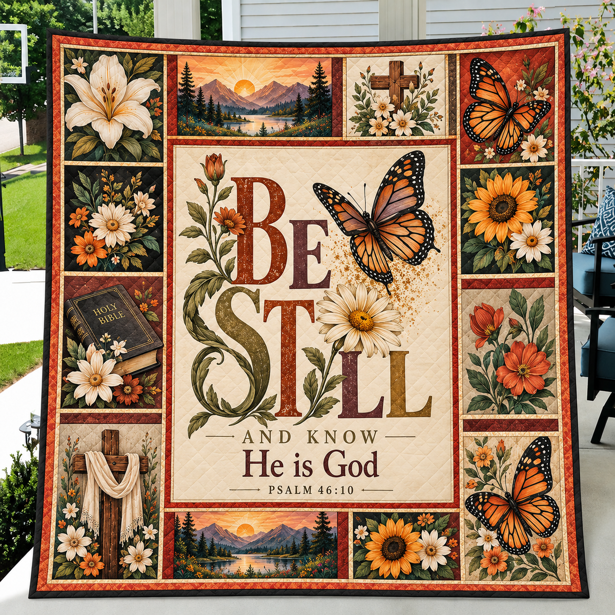 Be Still And Know He Is God Monarch Butterfly Quilt
