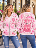 Faith Over Fear Cherry Floral Zip Hoodie