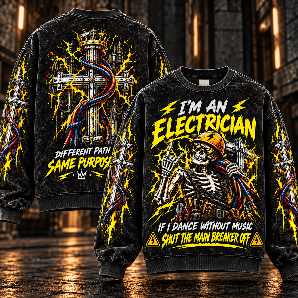 I'm an Electrician – Funny Lightning Skull Sweatshirt
