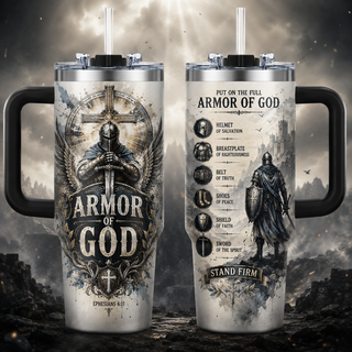 Grey Watercolor Knight Praying With Sword 40oz Top Tumbler