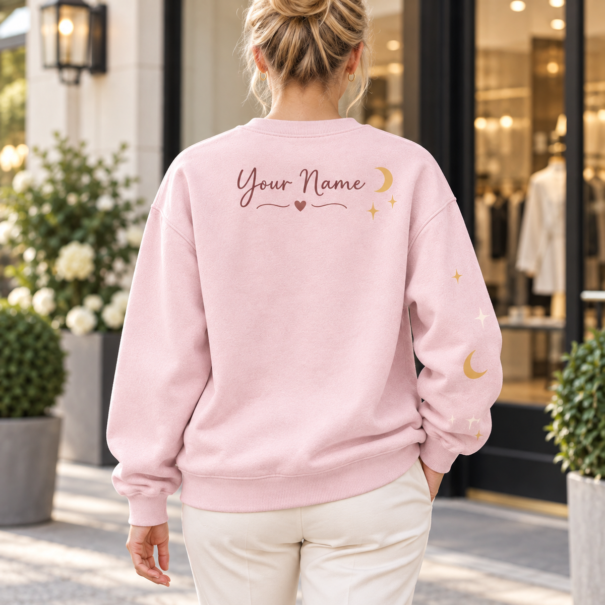 Personalized Pink Bookish Deer Sweatshirt