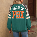Phoenix God Is In PHX Leopard Sleeve Sweatshirt