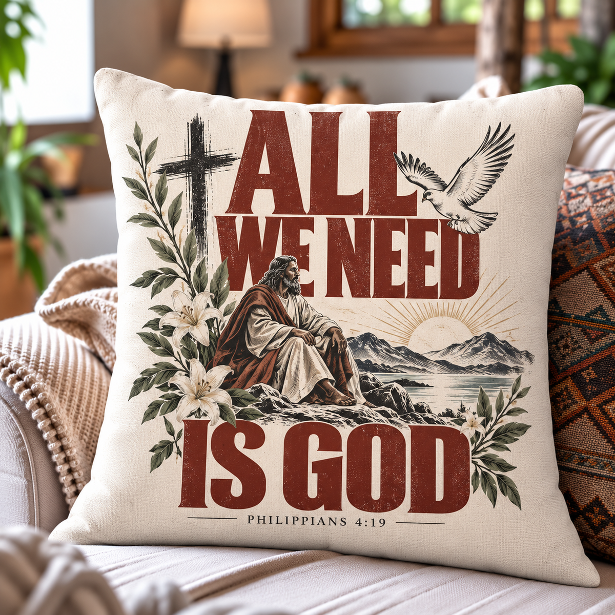 All We Need Is God Pillow