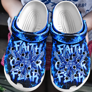 Faith Over Fear Angel Wings Lightning Clogs Shoes