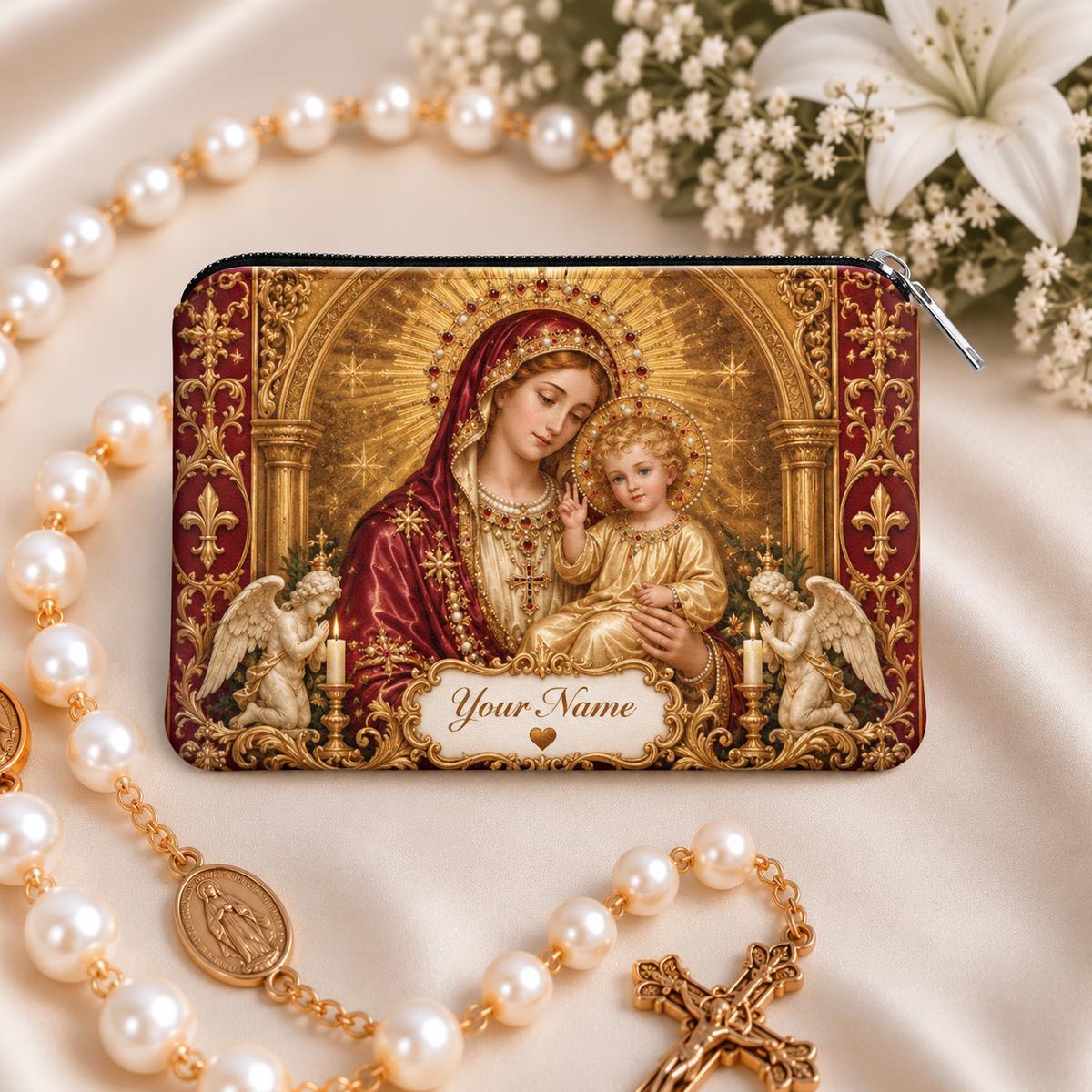 Madonna and Child Personalized PU Leather Pouch