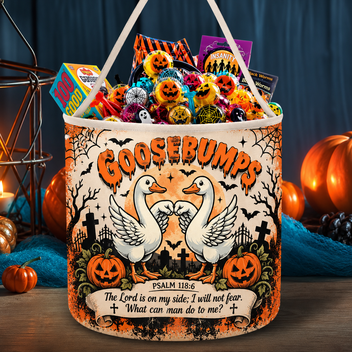 Goosebumps White Geese Halloween Candy Basket
