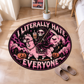 I Literally Hate Everyone Grim Reaper Round Rug